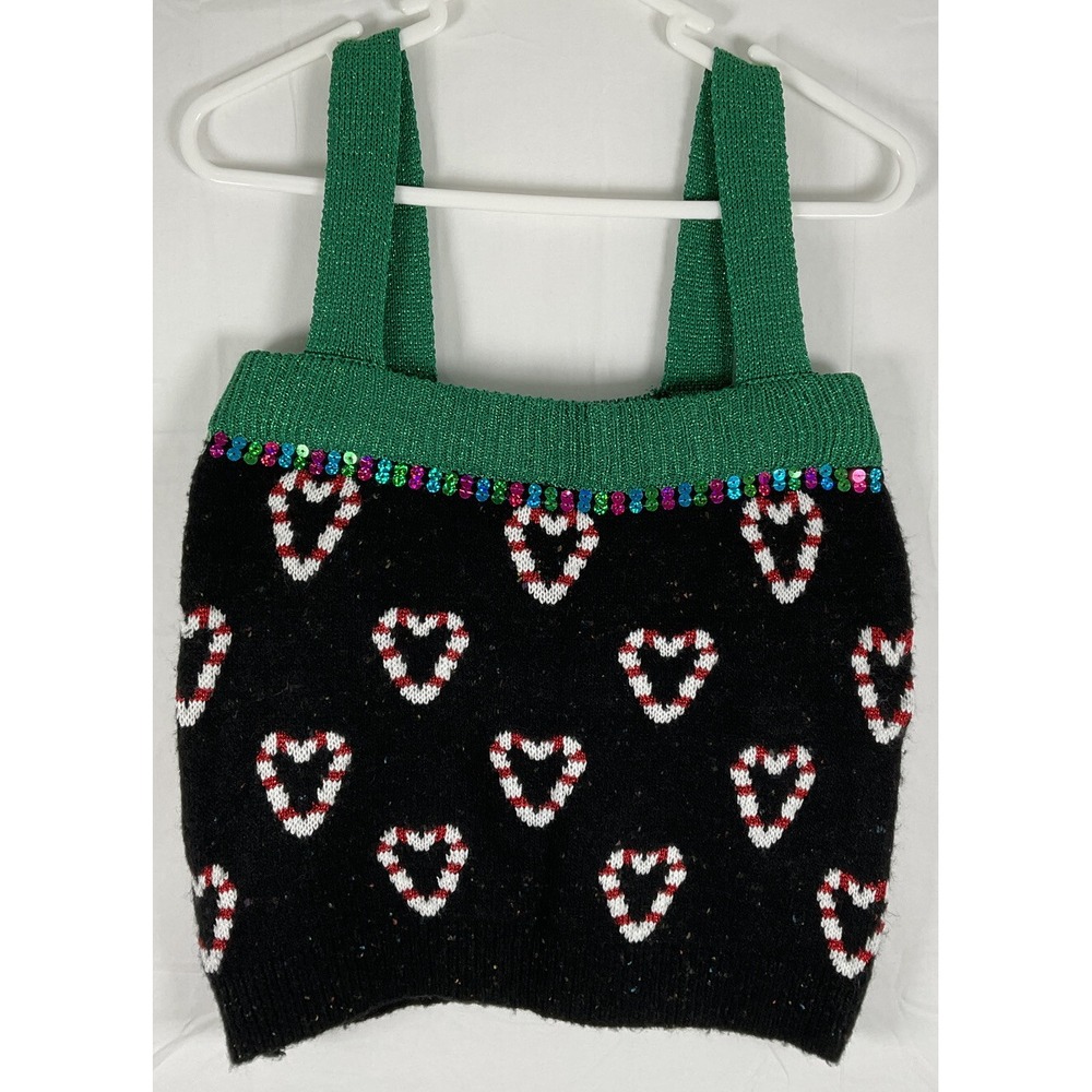 NWT Women's Celebrate Together Christmas Knitted Tank Top Sequins Candy‎ Canes S